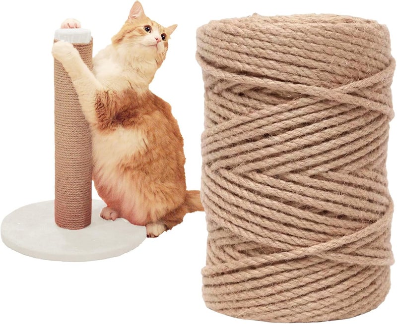 THAMIAO Nature Hemp Rope,sisal rope for cat scratcher,rope for cat scratch post，cat scratching post replacement,Cat Scratcher Replacement Rope Heavy Duty Jute Twine for Cat Tree and Tower, DIY (1/4inch,166FT) - Image 1